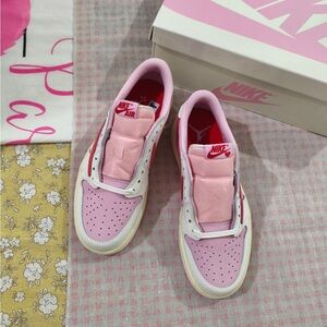 Travis Scott Pink and White Women’s Low-Top Sneakers